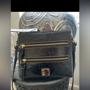 Disney Parks Dooney & Bourke Disney Sketch Embossed Leather Black Crossbody NWT.